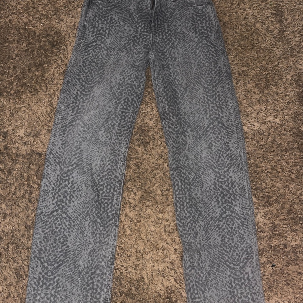 American Eagle Outfitters Gray Patterned Straight Leg Jeans